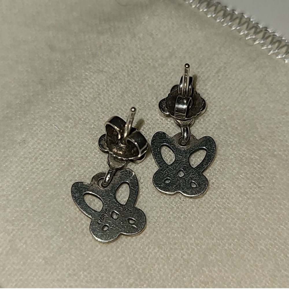 RETIRED James Avery Silver Floral and Butterfly Earrings - Picture 7 of 8